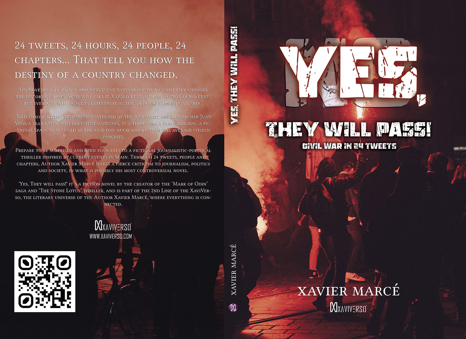 Yes, They Will Pass! Civil War in 24 tweets thriller book, ebook, audiobook cover design